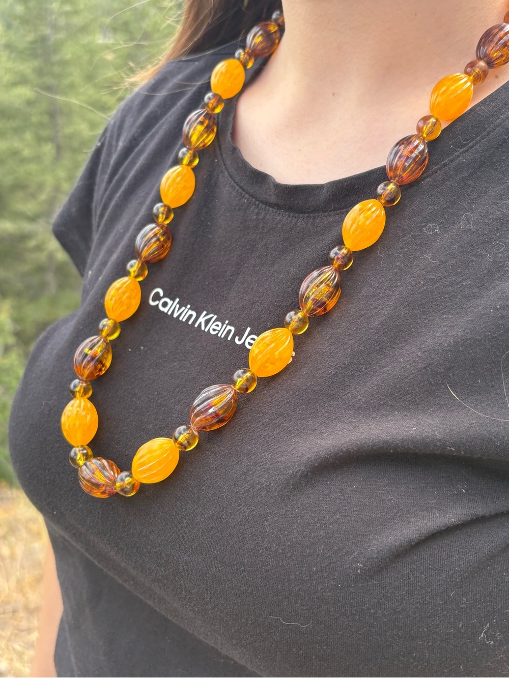 Ladies Root beer & Butter Scotch Lucite Necklace